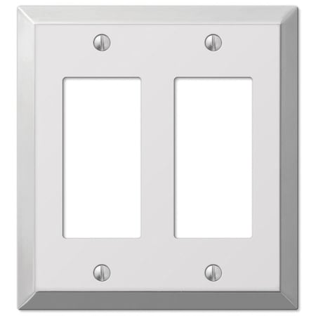 Amerelle Wall Plate, Number of Gangs: 2 Steel, Polished Chrome Finish, Light Gray 161RR